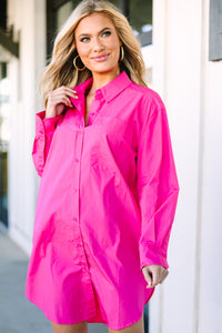 Ask Around Fuchsia Pink Shirt Dress