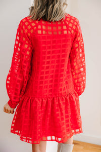 textured red dress