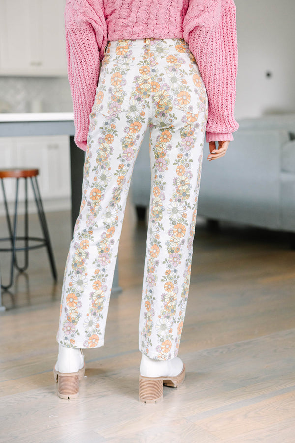 What You Know Ivory White Floral Pants