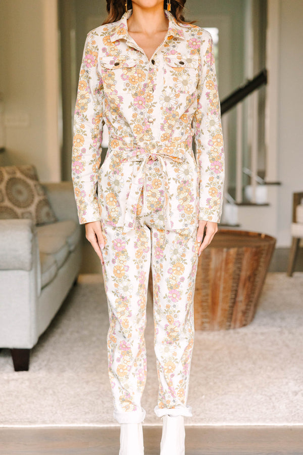 What They Want Ivory White Floral Jumpsuit