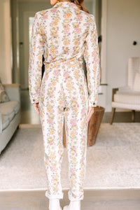 What They Want Ivory White Floral Jumpsuit