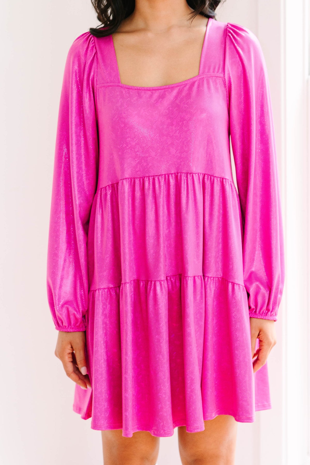 Get Their Attention Hot Pink Metallic Dress – Shop the Mint
