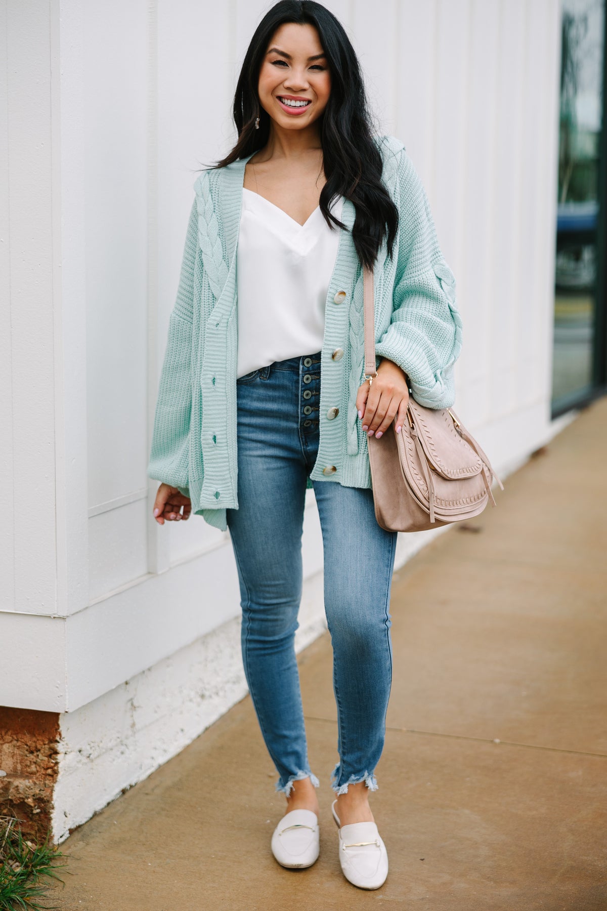 In Full Support Spring Mint Green Cable Knit Cardigan – Shop the Mint