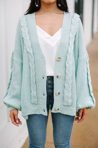 In Full Support Spring Mint Green Cable Knit Cardigan