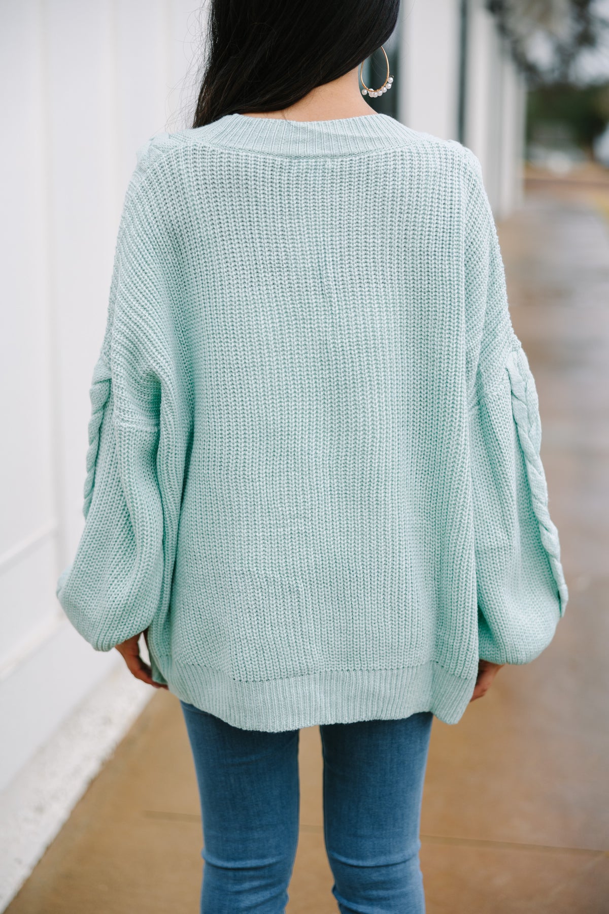 Mint green knit sweater best sale