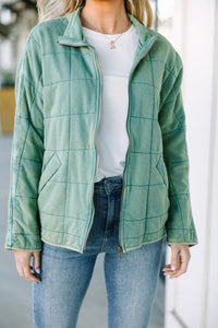 One Day Soon Sage Green Quilted Jacket