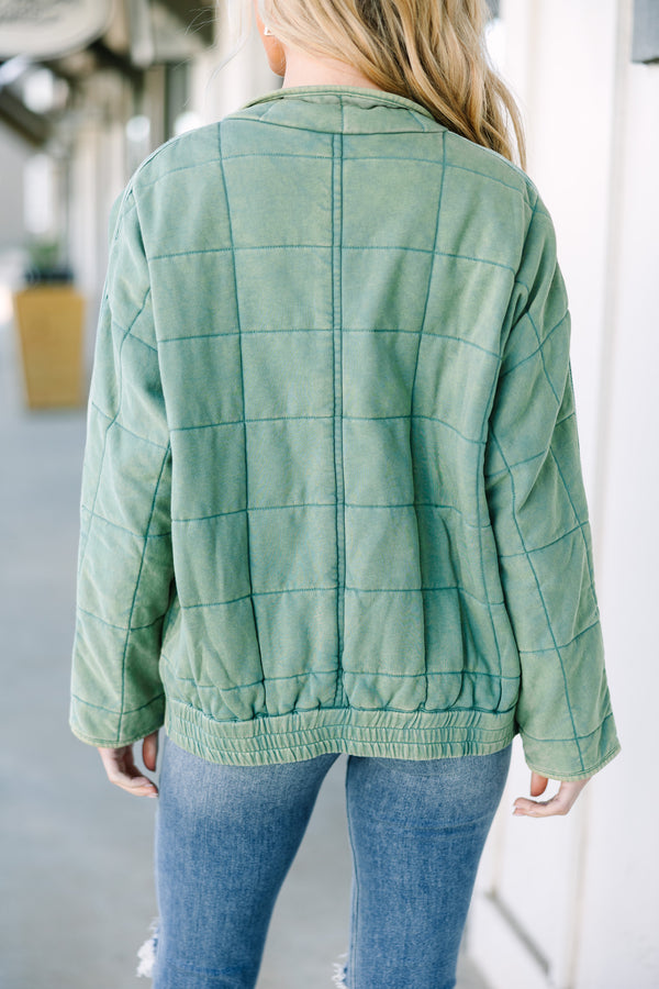 One Day Soon Sage Green Quilted Jacket