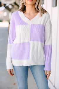 Just Take A Look Lavender Purple Checkered Sweater