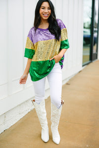 fun sequin mardi gras top