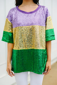 fun sequin mardi gras top