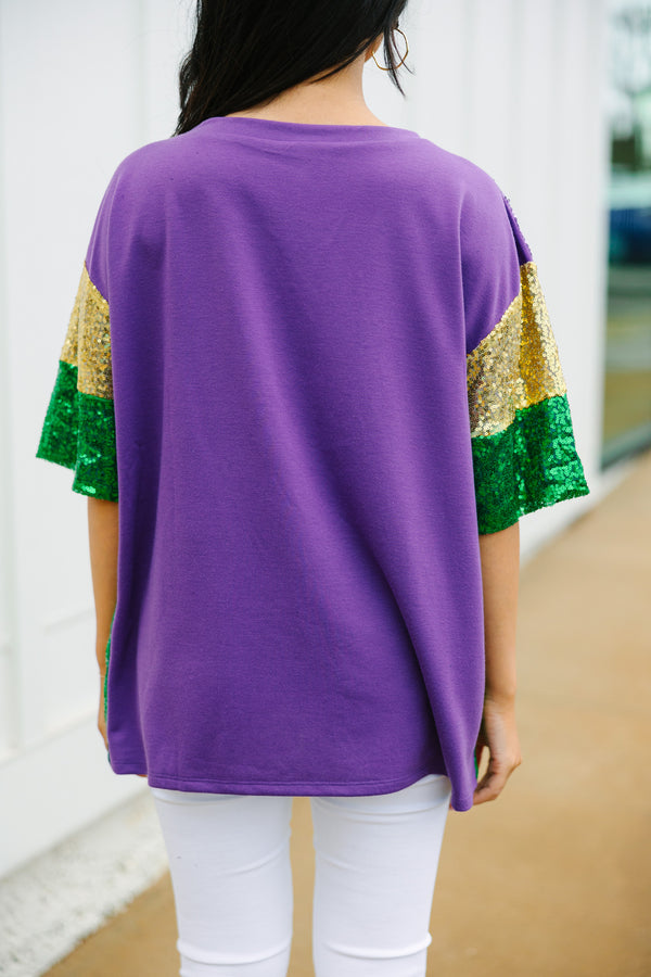 fun sequin mardi gras top
