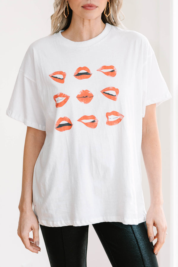 All The Kisses White Graphic Tee