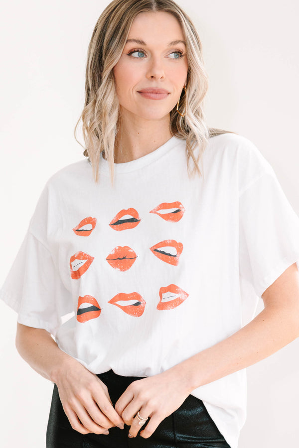 All The Kisses White Graphic Tee