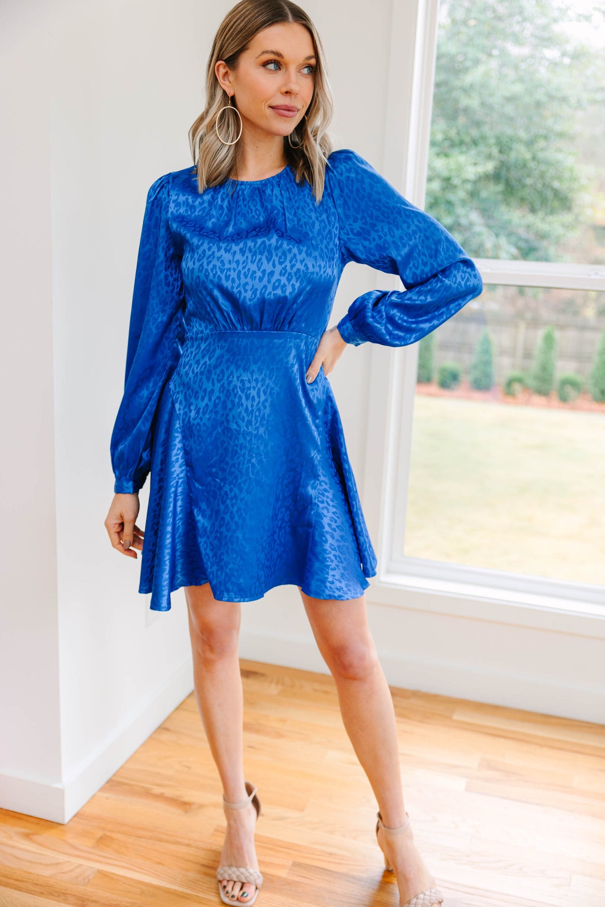 Add You To The List Royal Blue Satin Leopard Dress Shop the Mint Add You To The List Royal Blue Satin Leopard Dress Shop the Mint
