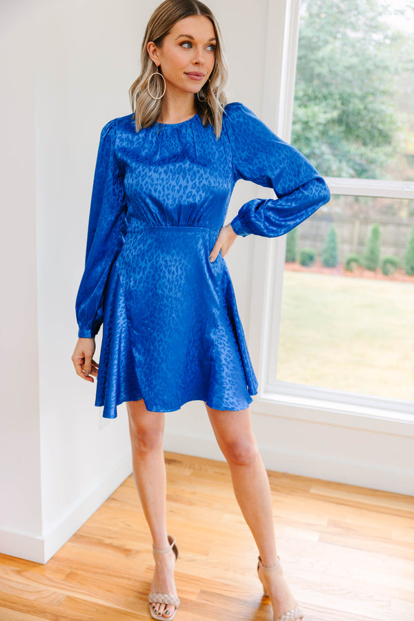 Add You To The List Royal Blue Satin Leopard Dress Shop the Mint Add You To The List Royal Blue Satin Leopard Dress Shop the Mint