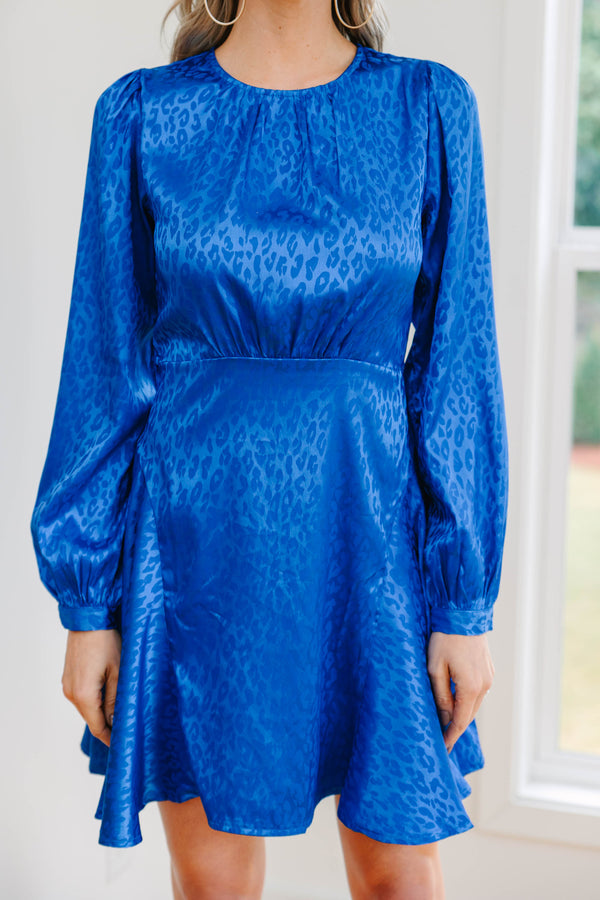 Add You To The List Royal Blue Satin Leopard Dress Shop the Mint Add You To The List Royal Blue Satin Leopard Dress Shop the Mint