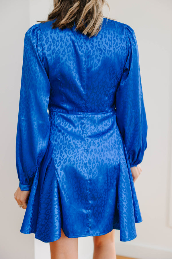 Add You To The List Royal Blue Satin Leopard Dress Shop the Mint Add You To The List Royal Blue Satin Leopard Dress Shop the Mint