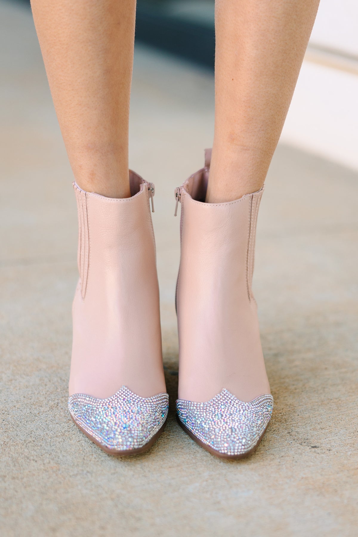Matisse: Ready For Me Blush Pink Rhinestone Booties â Shop the Mint