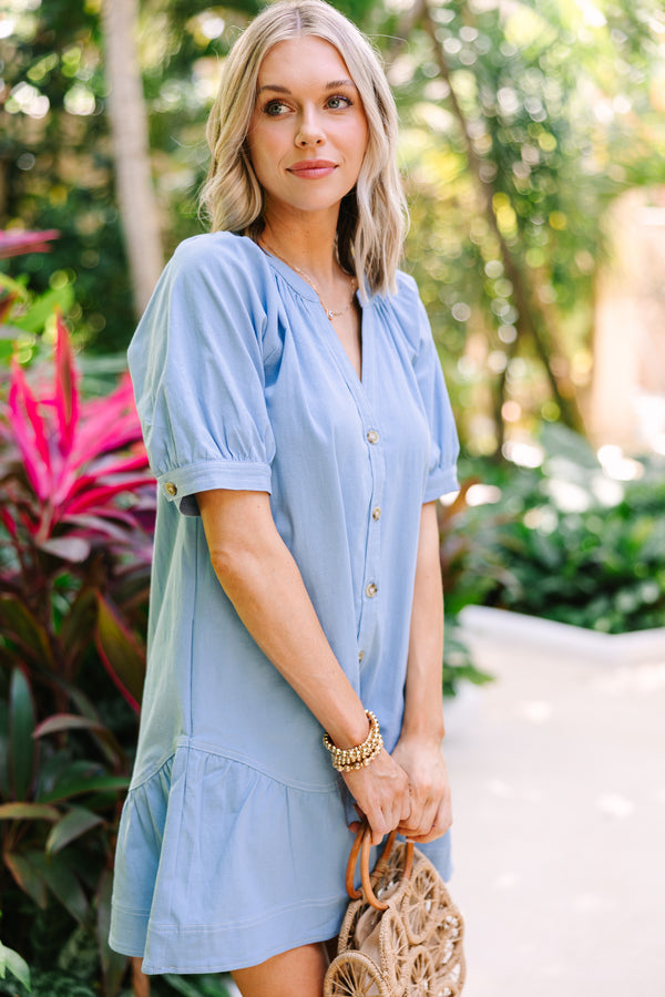 light blue cotton dress All In A Look Blue Ruffled Dress – Shop the Mint