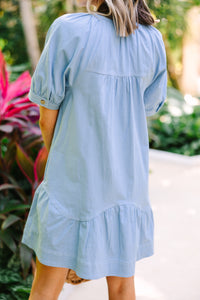 light blue button down cotton dress