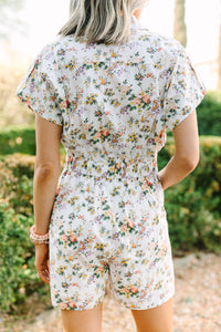 Something To See Ivory White Floral Romper