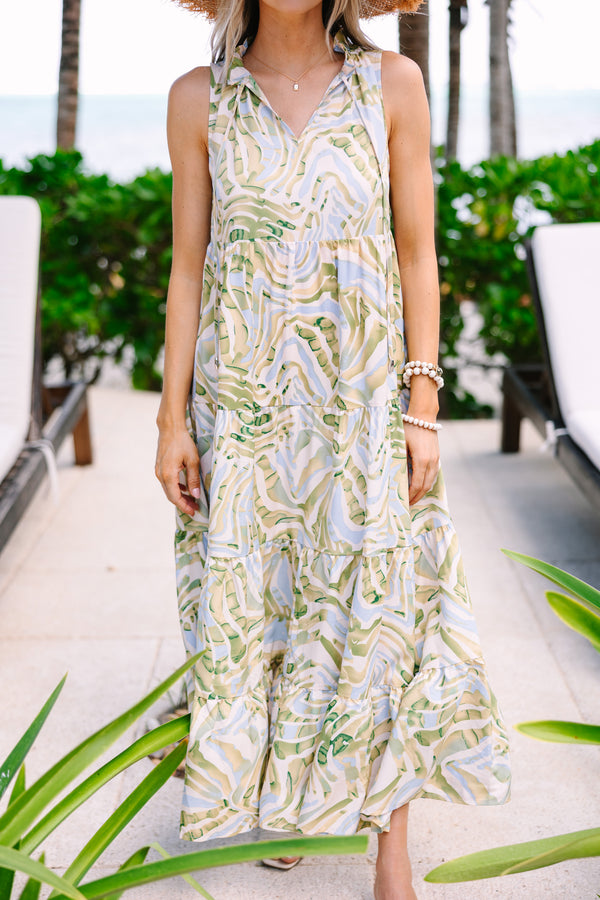 Know You Better Green Abstract Maxi Dress
