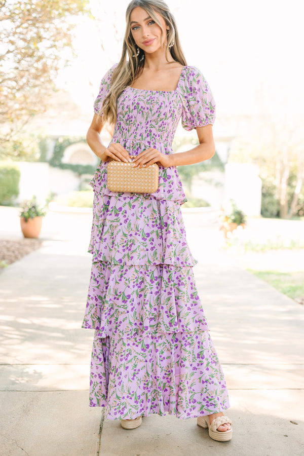 Let's Go Back Lavender Purple Floral Maxi Dress – Shop the Mint