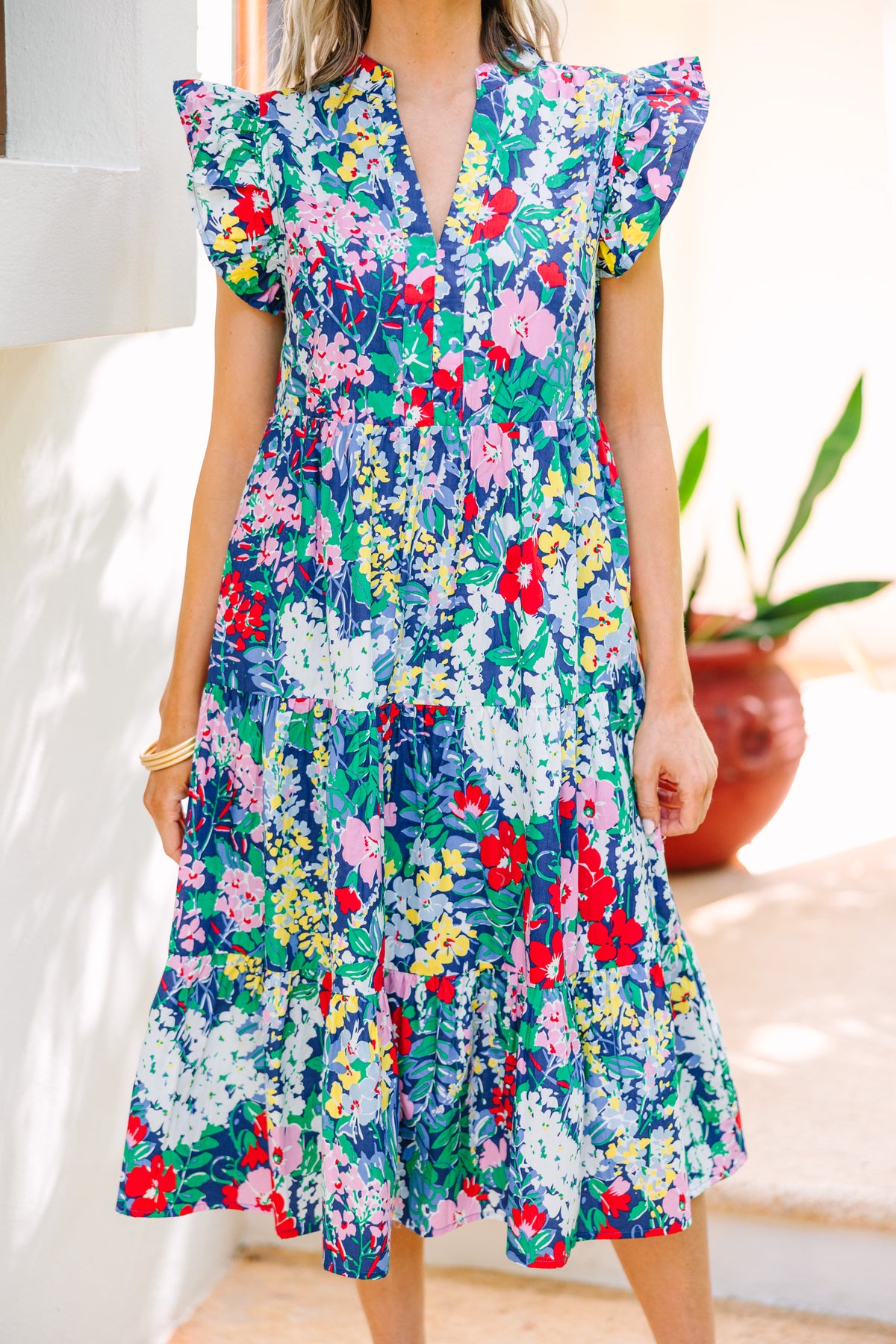 Bright Days Ahead Navy Blue Floral Midi Dress – Shop the Mint