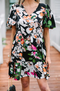 See You Coming Black Floral Dress