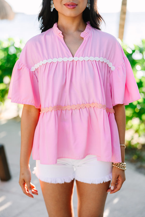 Just Can't Lose Pink Rickrack Blouse
