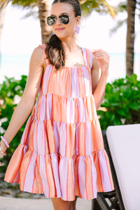 In Your Heart Peach Pink Striped Babydoll Dress
