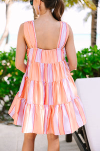 In Your Heart Peach Pink Striped Babydoll Dress