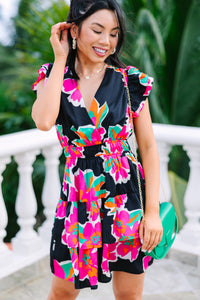 Go Your Own Way Black Floral Dress