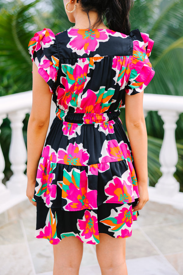 Go Your Own Way Black Floral Dress