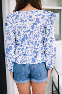 Stay There Blue Floral Blouse