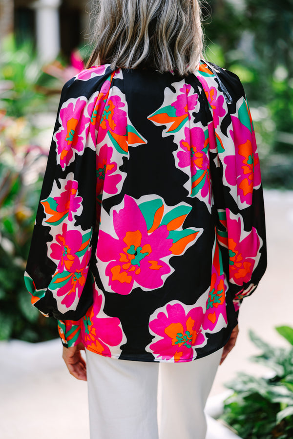 Know It All Black Floral Blouse