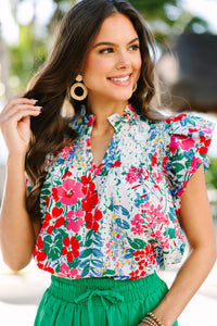 Live Out Loud Off White Floral Blouse