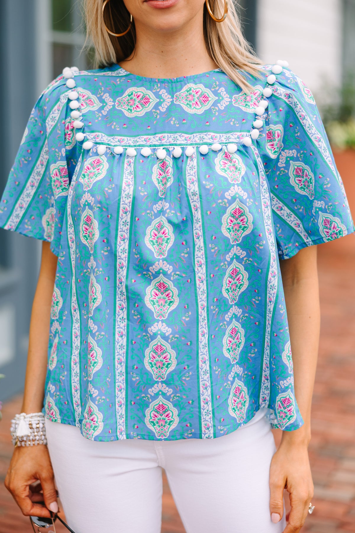 3050247 Blue Floral Blouse