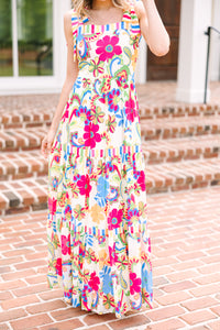 Stand Out Ivory White Floral Maxi Dress