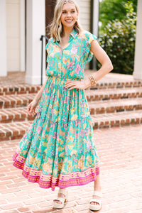 Before You Go Jade Green Floral Maxi Dress