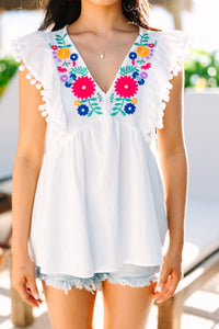 colorful floral embroidered blouse