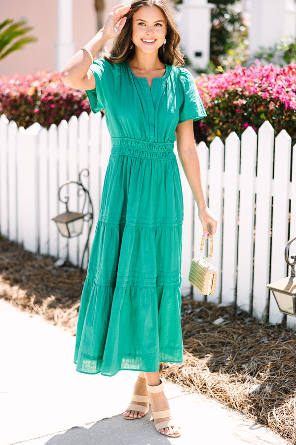 It's In The Air Jade Green Tiered Midi Dress – Shop the Mint