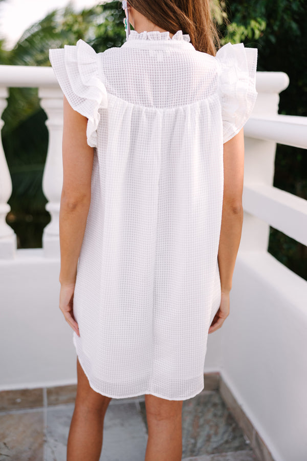 Looking For You White Textured Dress