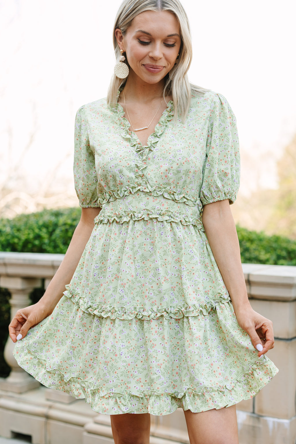 floral mini dress One In A Million Sage Green Floral Mini Dress – Shop the Mint