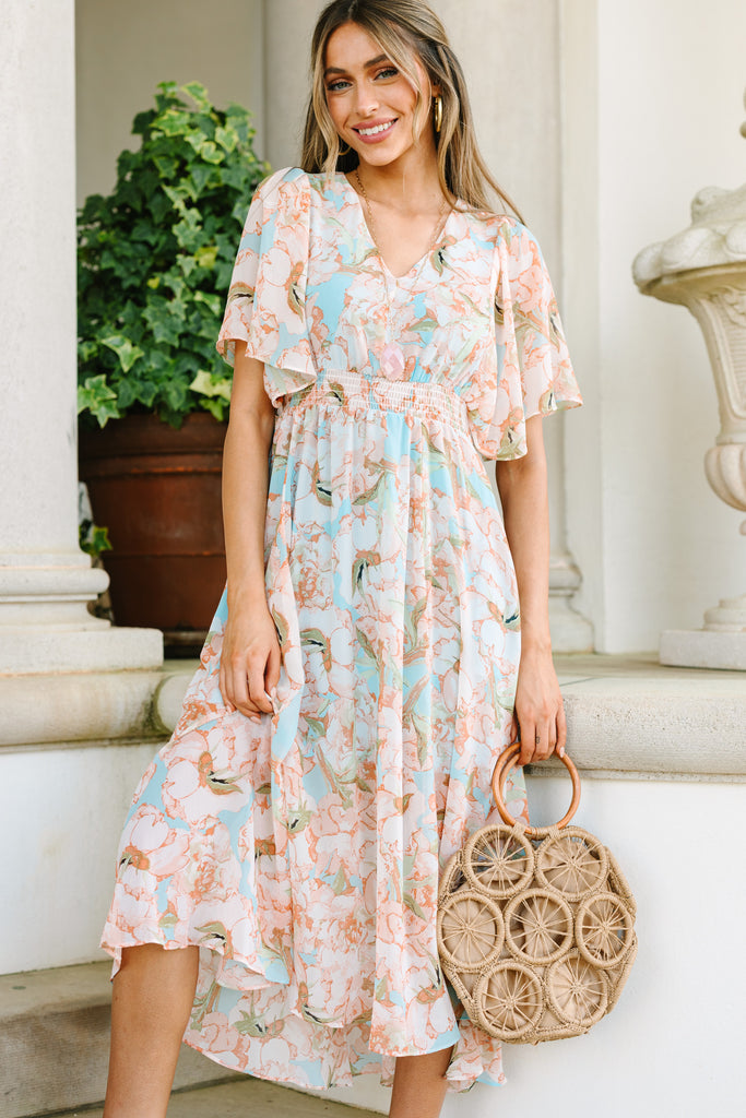 Field Of Dreams Light Blue Floral Midi Dress – Shop the Mint