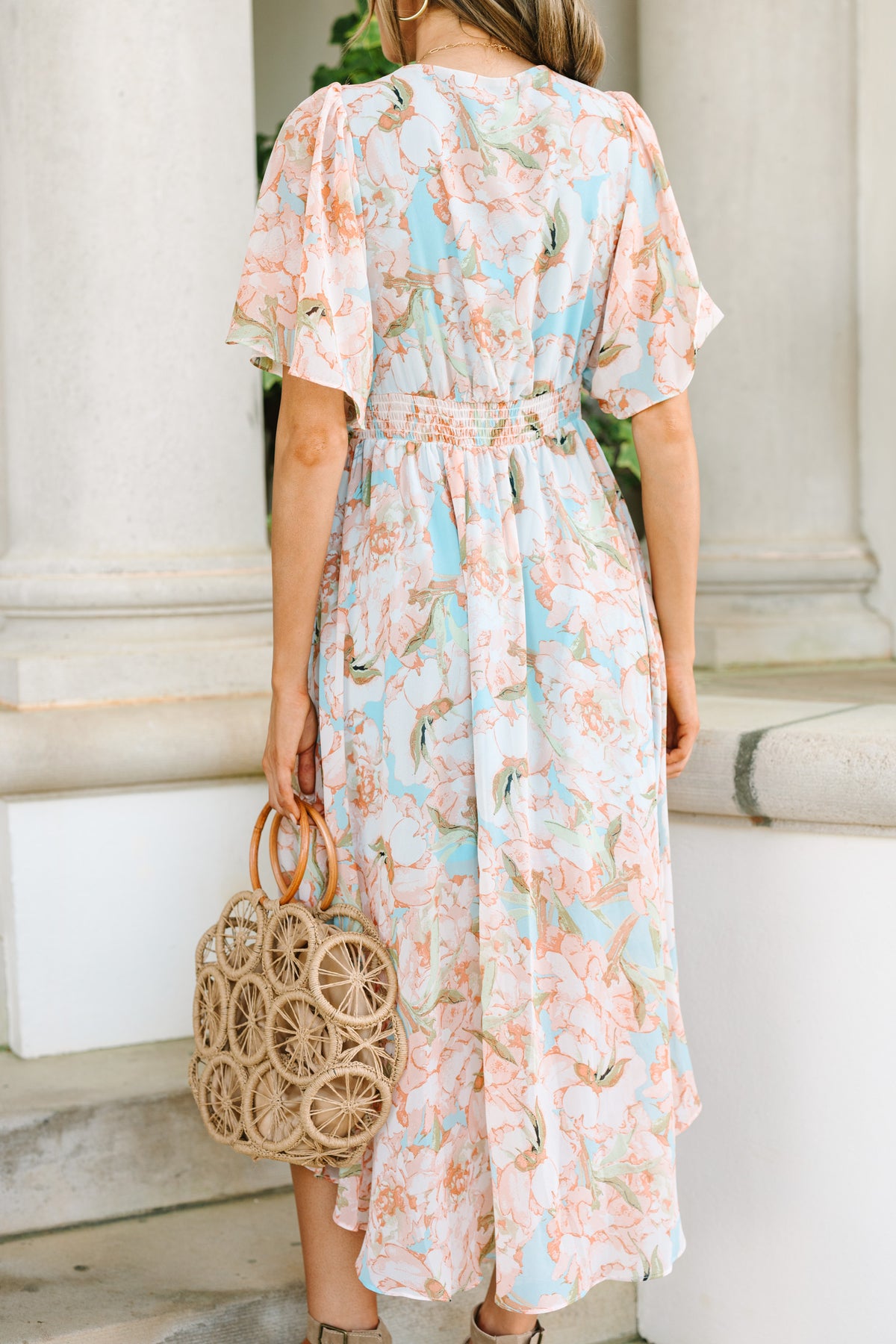 Field Of Dreams Light Blue Floral Midi Dress – Shop the Mint