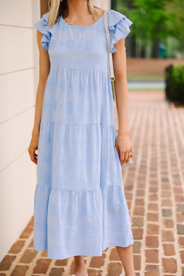 All You Periwinkle Blue Textured Midi Dress