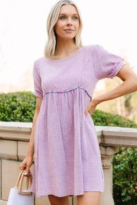 purple mineral wash babydoll dress with short sleeves