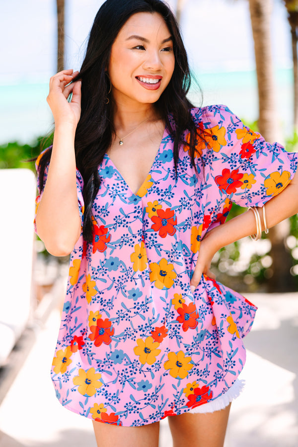 Ease On By Pink Floral Top