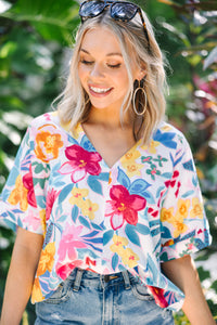 Saved For Later White Floral Top
